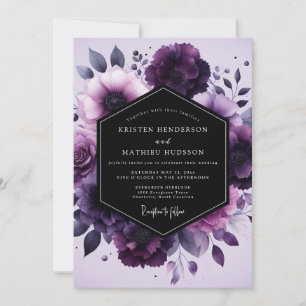 Amethyst Nocturne Flora Wedding Invitation