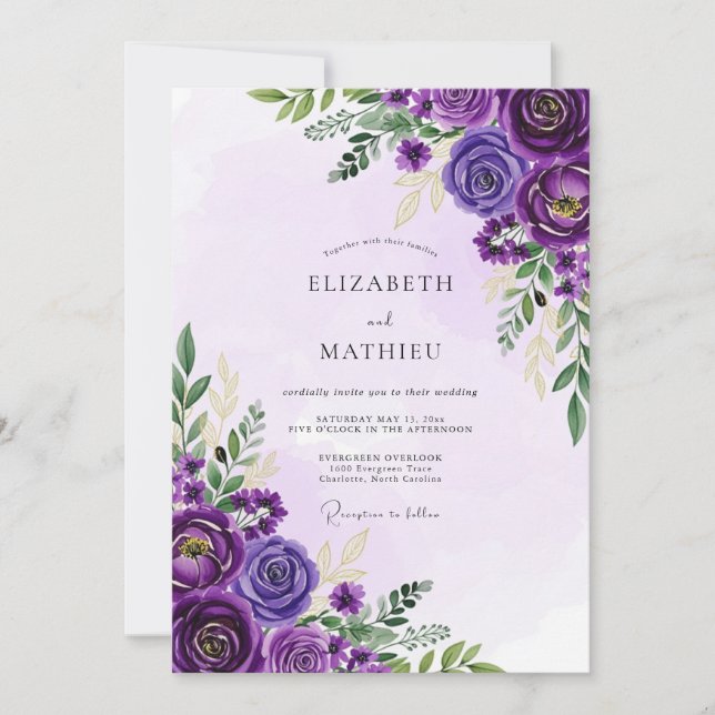 Amethyst Opulent Spring Wedding Invitation (Front)