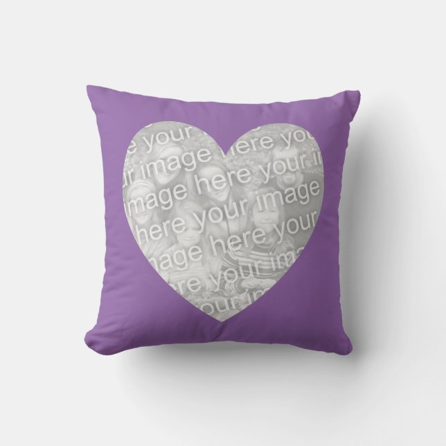 Amethyst Orchid Heart Shape Photo Throw Pillow (Front)