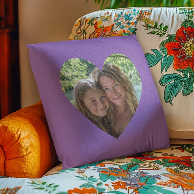Amethyst Orchid Heart Shape Photo Throw Pillow (Amethyst Orchid Purple Heart Shape Photo Throw Pillow)