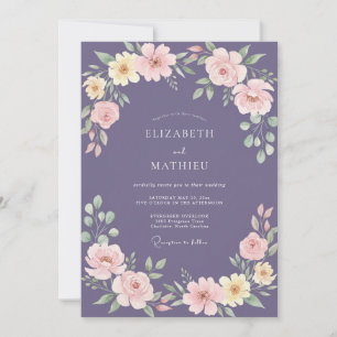 Amethyst Painterly Floral Romance Wedding Invitation