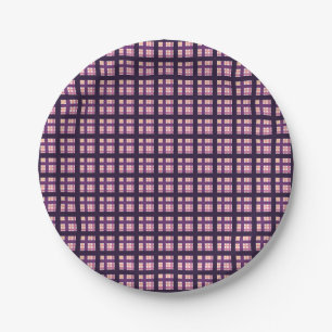 Amethyst Peach Pink Purple Lilac Stripe Plaid Paper Plates
