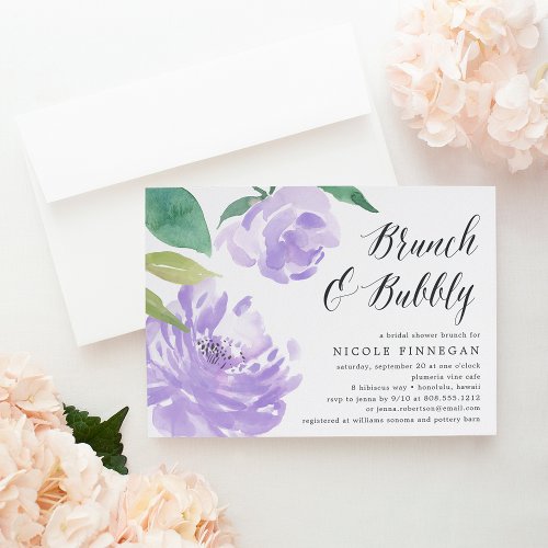 Amethyst Peony  Bridal Shower Brunch Invitation