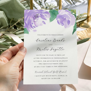 Amethyst Peony Lavender Floral Wedding Invitation