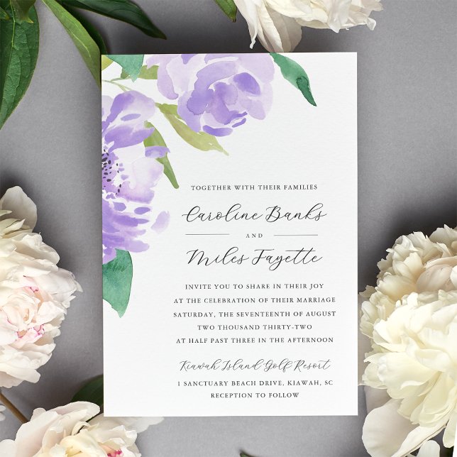 Amethyst Peony | Lavender Floral Wedding Invitation (Creator Uploaded)