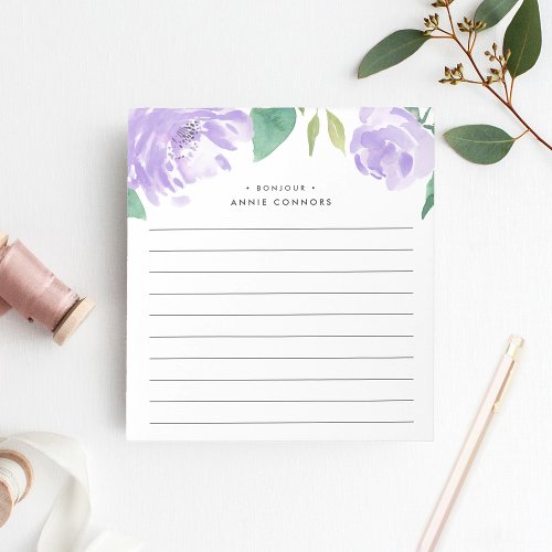 Amethyst Peony  Personalized Lined Notepad