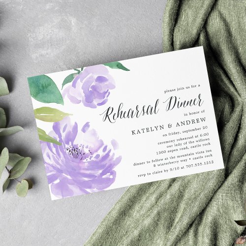 Amethyst Peony  Rehearsal Dinner Invitation