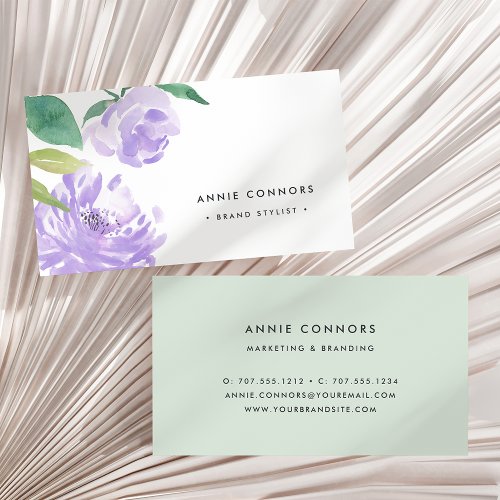 Amethyst Peony  Watercolor Floral Business Card