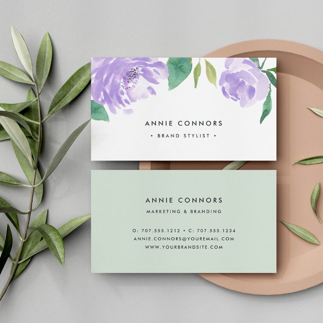 Amethyst Peony | Watercolor Floral Business Card