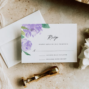 Amethyst Peony Wedding Mail-in RSVP Card