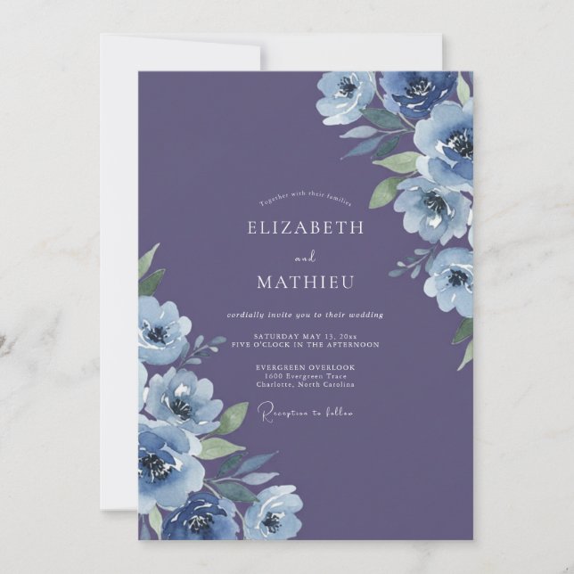 Amethyst Periwinkle Blossom Wedding Invitation (Front)