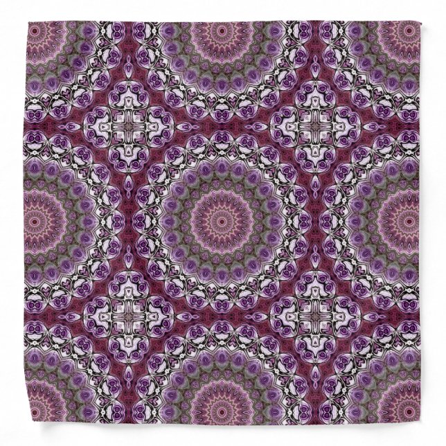 Amethyst Pink Kaleidoscope Mandala Pattern Bandana (Front)