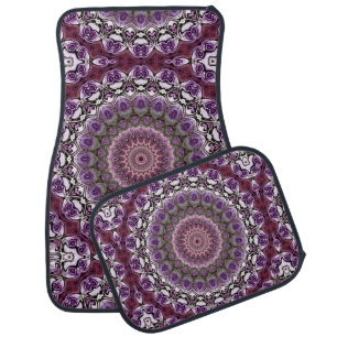 Amethyst Pink Kaleidoscope Mandala Pattern Car Floor Mat