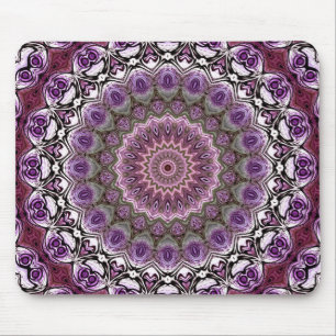 Amethyst Pink Kaleidoscope Mandala Pattern Mouse Pad