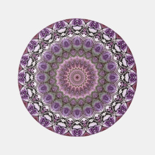 Amethyst Pink Kaleidoscope Mandala Pattern Outdoor Rug