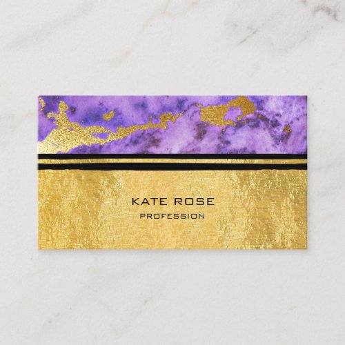 Amethyst Plum Black VIP Stone Marble Golden Makeup Business Card