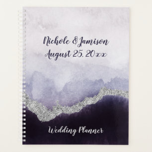 Amethyst Purple and Silver Geode Agate Wedding Planner