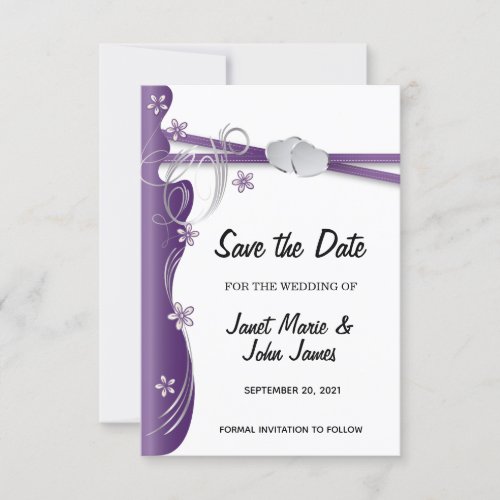 Amethyst Purple and Silver Save The Date