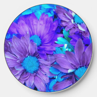 Amethyst Purple and Turquoise Blue Daisies Wireless Charger