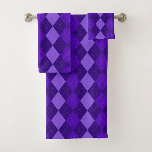 Amethyst Purple Argyle Bath Towel Set