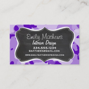 Amethyst Purple Camo; Camouflage; Chalkboard Business Card