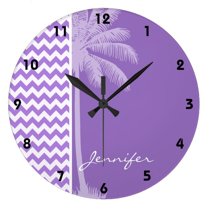 Amethyst Purple Chevron; Palm Clocks