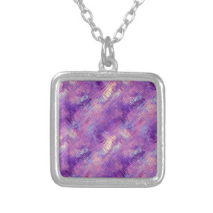 Amethyst Purple Crystal Gel Texture Silver Plated Necklace