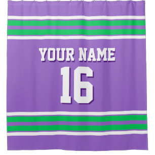 Amethyst Purple Emerald Green Stripe Sports Jersey Shower Curtain