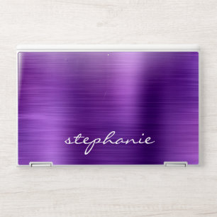 Amethyst Purple Faux Brushed Metal Personalized HP Laptop Skin