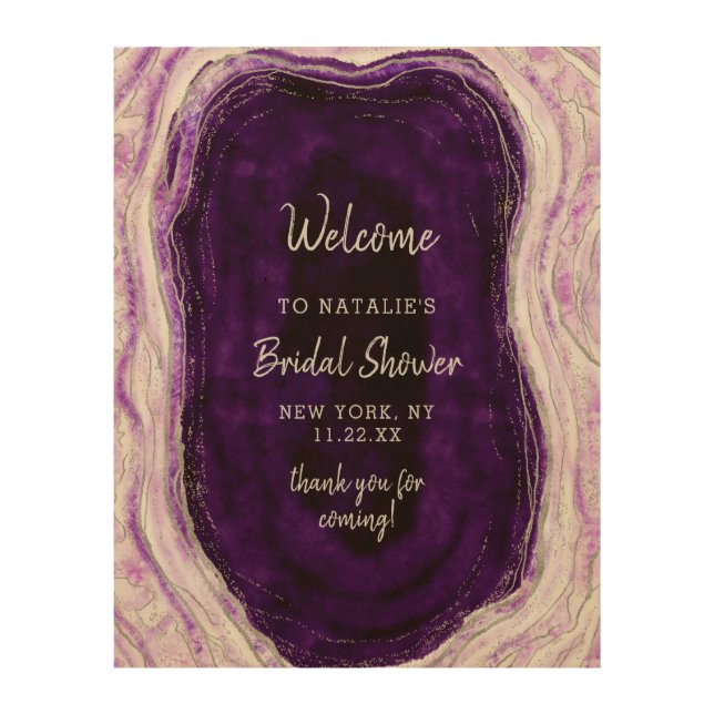 Amethyst Purple Geode Bridal Shower Welcome Sign (Front)