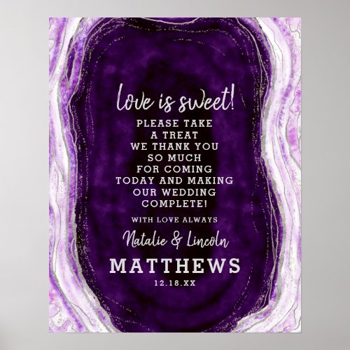Amethyst Purple Geode Love is Sweet Wedding Sign