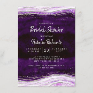 Amethyst Purple Geode Slice Wedding Bridal Shower Invitation