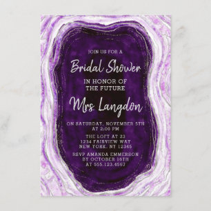 Amethyst Purple Geode Slice Wedding Bridal Shower Invitation