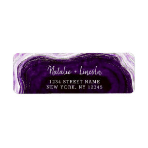 Amethyst Purple Geode Slice Wedding Return Address Label