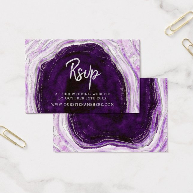 Amethyst Purple Geode Website RSVP Insert Cards (Office)