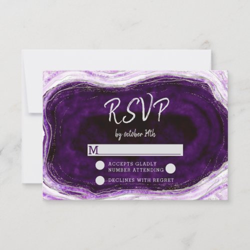 Amethyst Purple Geode Wedding RSVP Response
