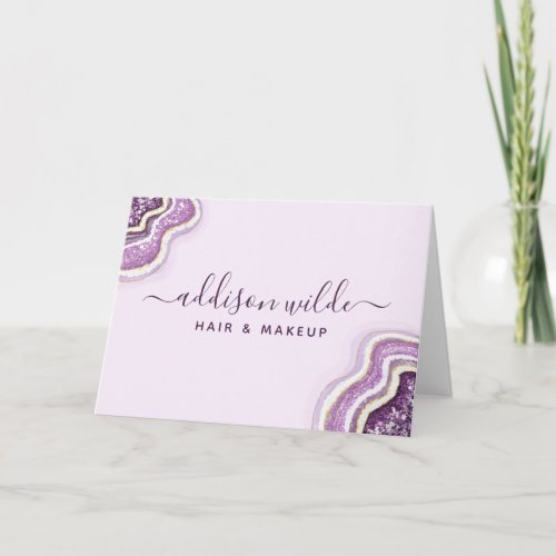 Amethyst Purple Glitter Agate Client Thank You Card