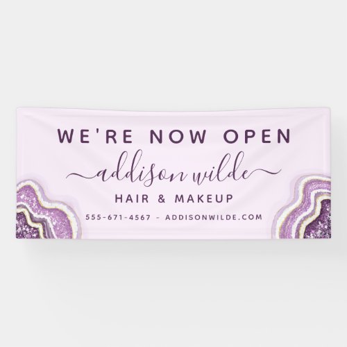 Amethyst Purple Glitter Agate Geode Luxe Business Banner