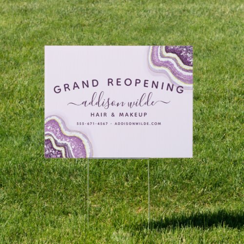 Custom Banners And Signs 8 Amethyst Purple Glitter Agate Geode Luxe Business Sign