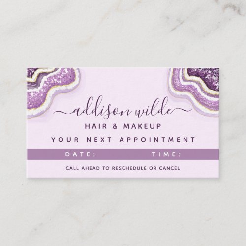 Amethyst Purple Glitter Agate Geode Luxe Chic Appointment Card