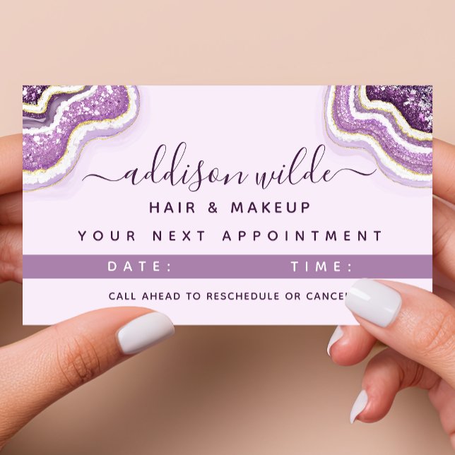 Amethyst Purple Glitter Agate Geode Luxe Chic Appointment Card (Creator Uploaded)