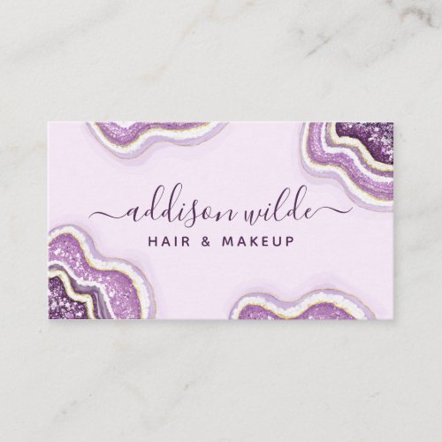 Amethyst Purple Glitter Agate Geode Luxe Chic Business Card