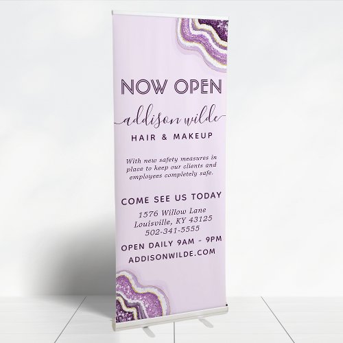 Amethyst Purple Glitter Agate Geode Luxe Chic Retractable Banner