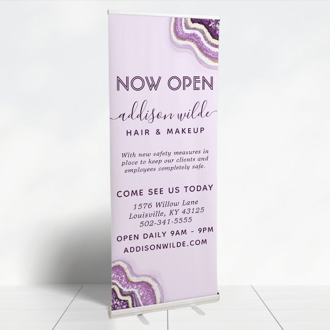 Amethyst Purple Glitter Agate Geode Luxe Chic Retractable Banner (Creator Uploaded)