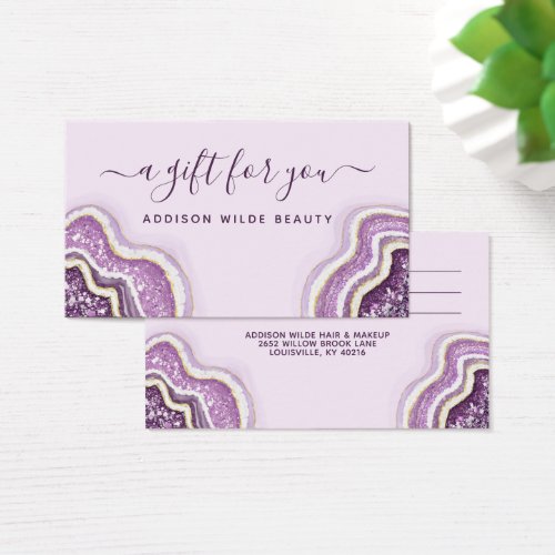Amethyst Purple Glitter Agate Geode Luxe Gift Card