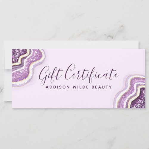 Amethyst Purple Glitter Agate Gift Certificate
