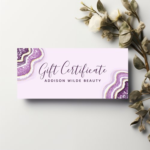 Amethyst Purple Glitter Agate Gift Certificate