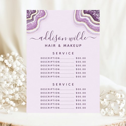 Amethyst Purple Glitter Agate Service Price Menu