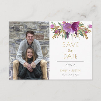 Amethyst Purple Gold Glitter Photo Save The Date |
