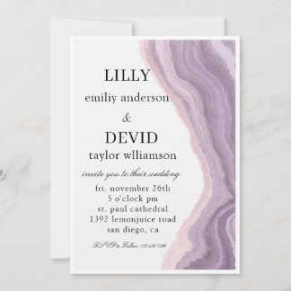 Amethyst Purple Marble Minimal  Invitation